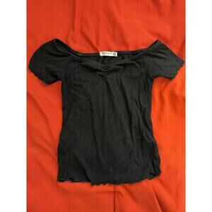 STRADIVARIUS Off-shoulder Knit Top in Black (MEDIUM)